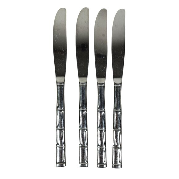 Reed & Barton Rebacraft Stainless Steel Bamboo Dinner Knives Set Of 4 - Picture 1 of 4